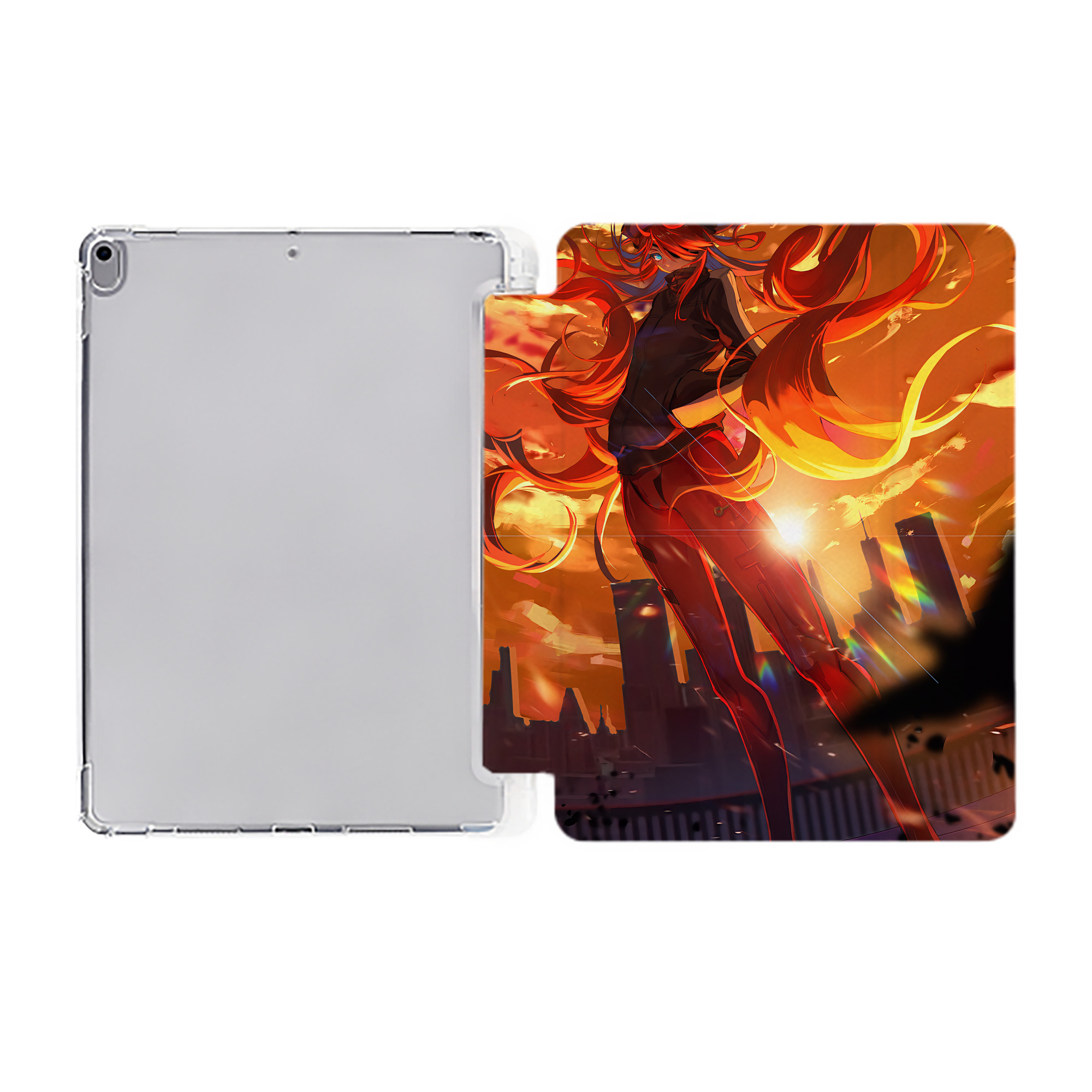 （画像用） EVA 新世紀エヴァンゲリオン IPad ケース ペン収納付き 三つ折りスタンド PUレザー×シリコン 対応機種9.5/10.5/10.9インチ